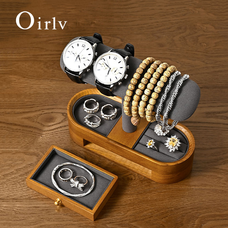 Woodworking Show - Oirlv Massivholz Uhren-Organizer, Regal, T-Bar, Uhrenhalter,