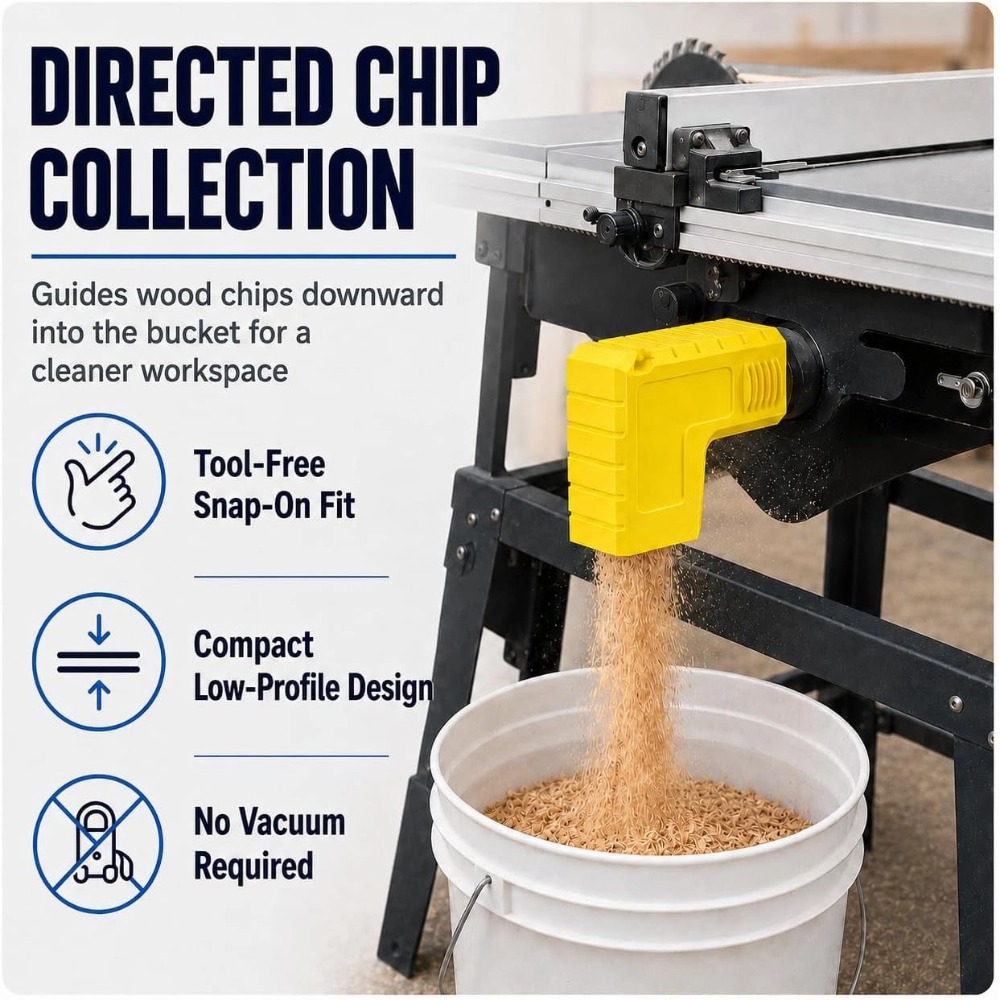 Woodworking Dust Collection - Tischkreissägen-Sägemehlsammler-Adapter mit Schnappverschluss, integriertem Behälter und